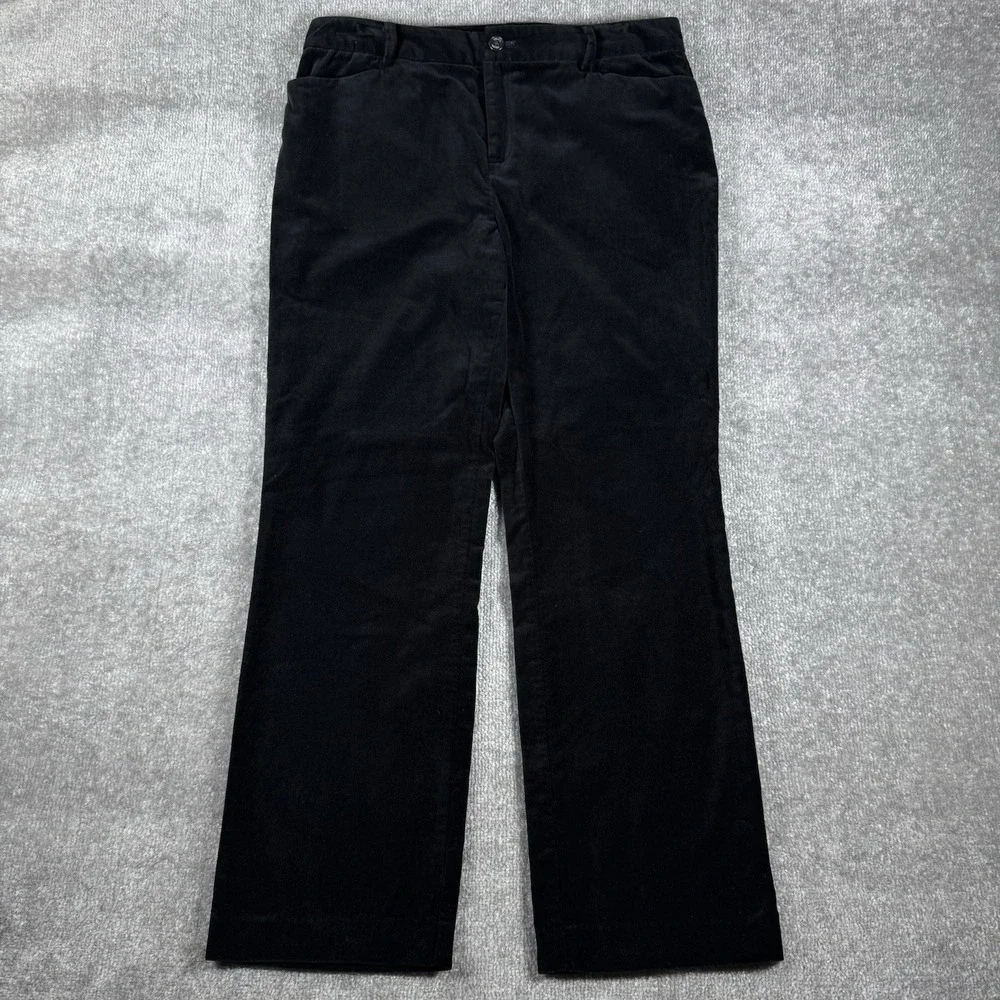 Chaps Pants Women's 10P Petite Black Velvet Straight Leg Dark Fairy Festive - Picture 1 of 7